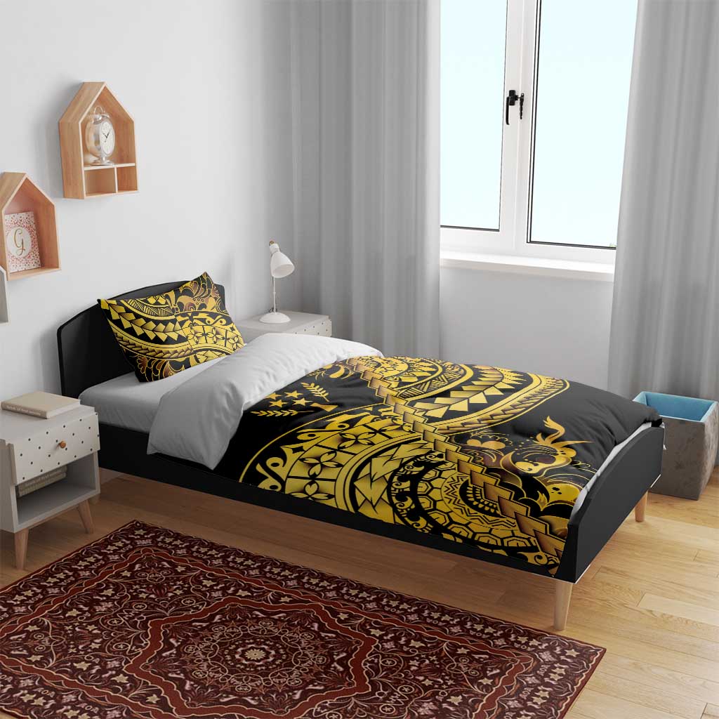 Kosrae Liberation Day Bedding Set Polynesian Floral Tattoo - Polynesian Pride