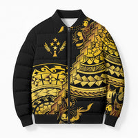 Kosrae Liberation Day Bomber Puffer Jacket Polynesian Floral Tattoo - Polynesian Pride