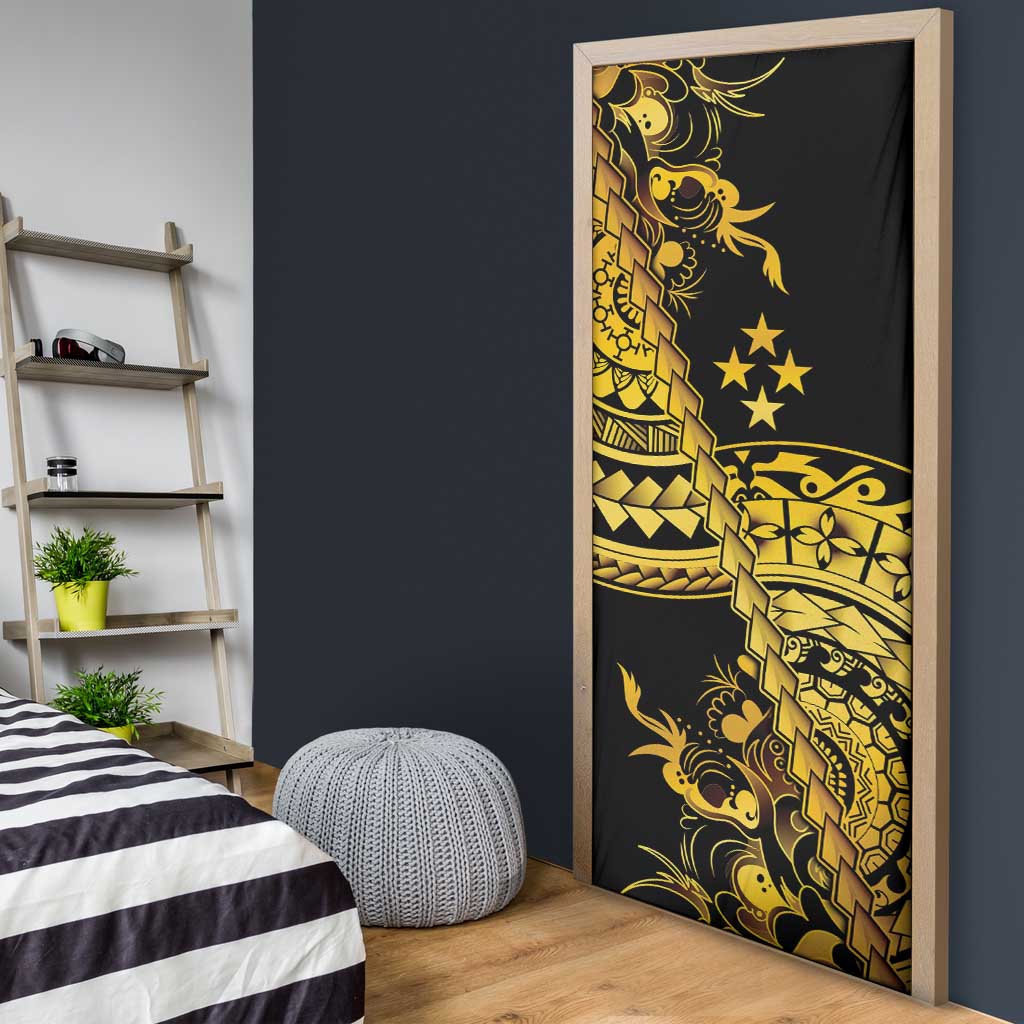 Kosrae Liberation Day Door Cover Polynesian Floral Tattoo - Polynesian Pride