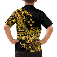 Kosrae Liberation Day Family Matching Tank Maxi Dress and Hawaiian Shirt Polynesian Floral Tattoo - Polynesian Pride