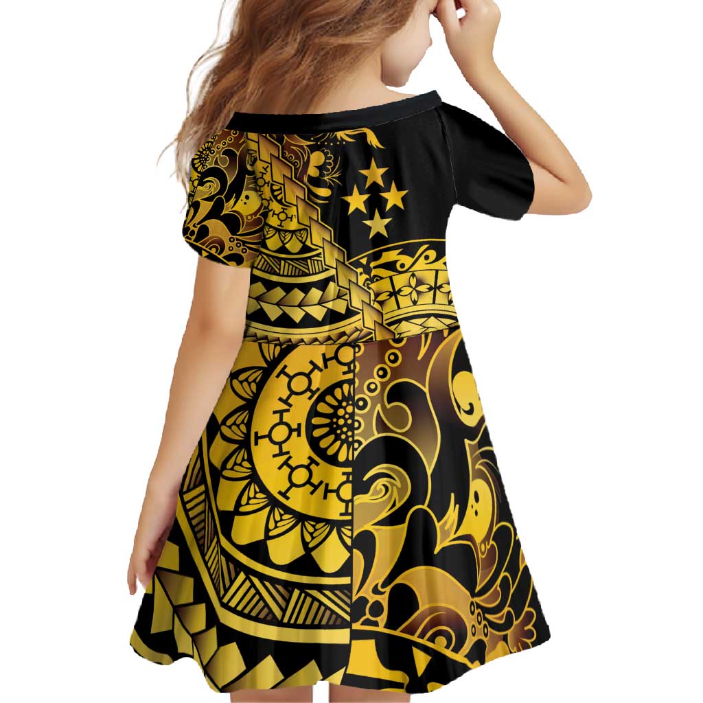 Kosrae Liberation Day Family Matching Tank Maxi Dress and Hawaiian Shirt Polynesian Floral Tattoo - Polynesian Pride