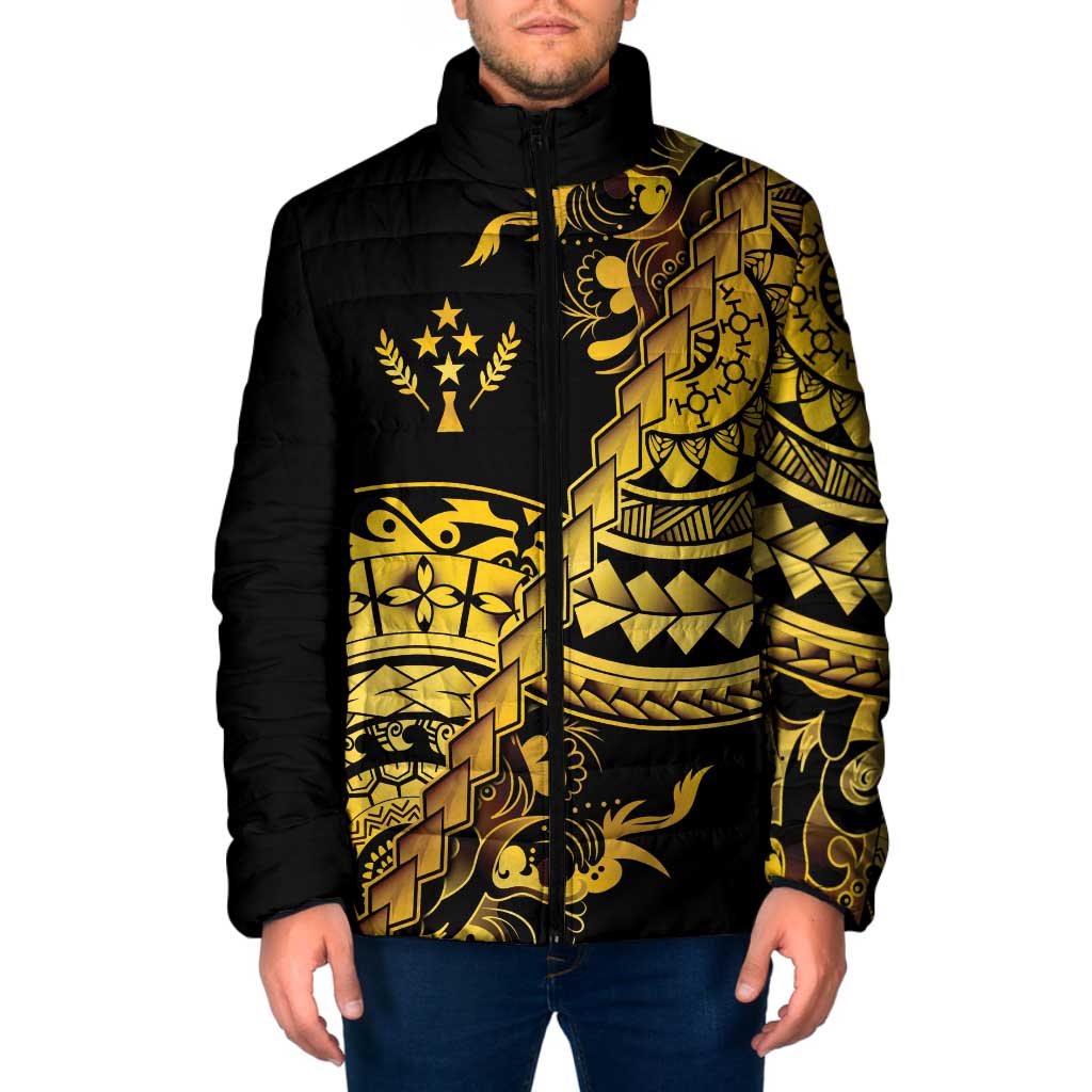 Kosrae Liberation Day Padded Jacket Polynesian Floral Tattoo - Polynesian Pride