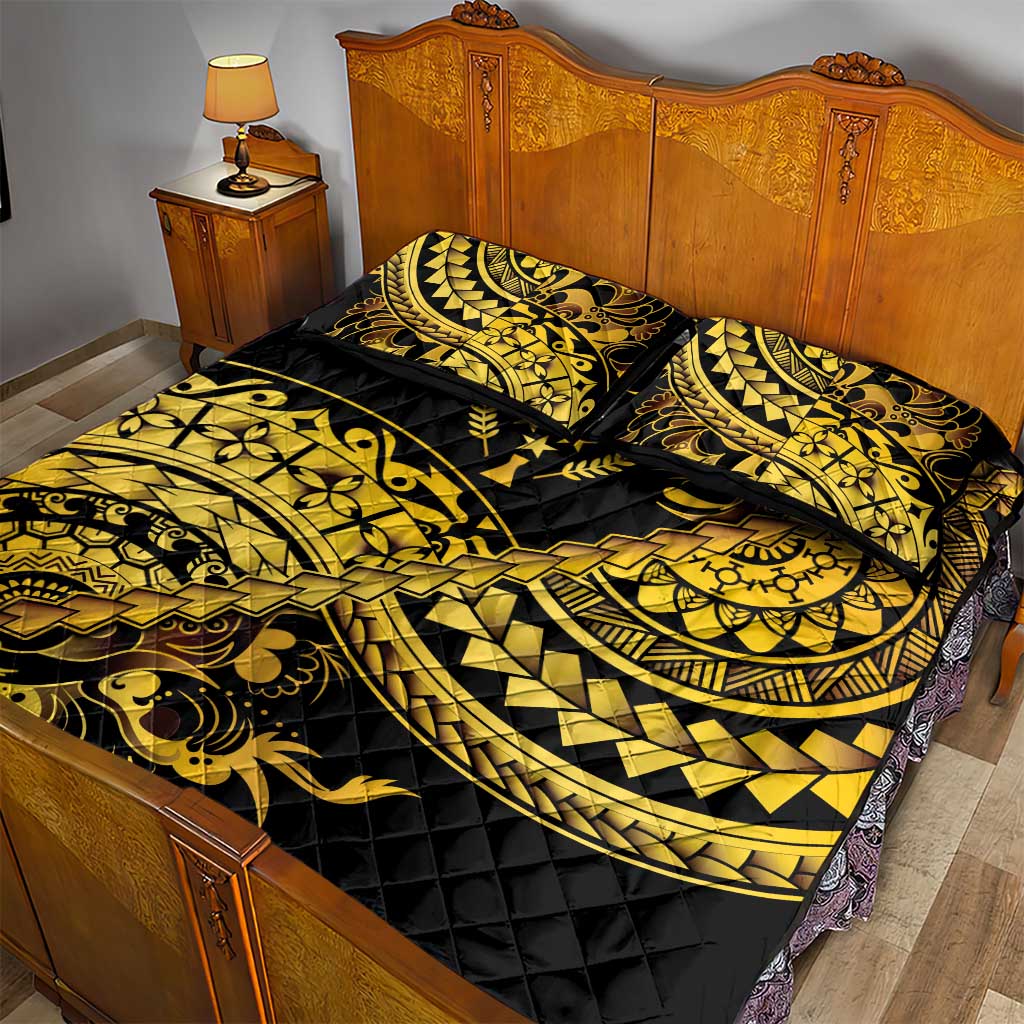 Kosrae Liberation Day Quilt Bed Set Polynesian Floral Tattoo - Polynesian Pride