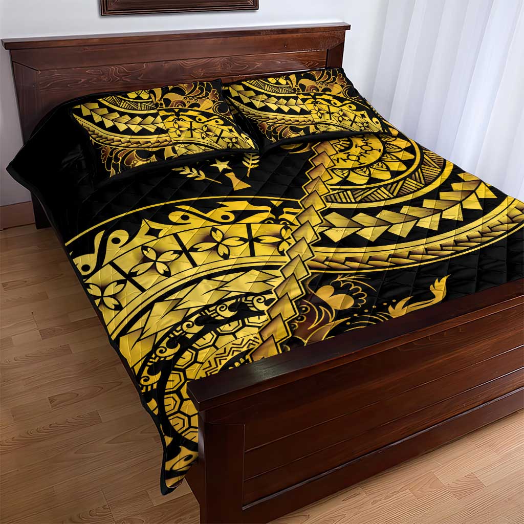 Kosrae Liberation Day Quilt Bed Set Polynesian Floral Tattoo - Polynesian Pride