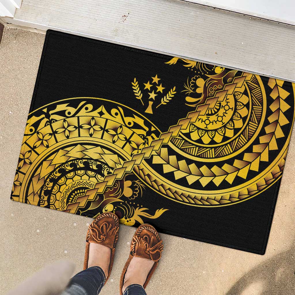 Kosrae Liberation Day Rubber Doormat Polynesian Floral Tattoo - Polynesian Pride