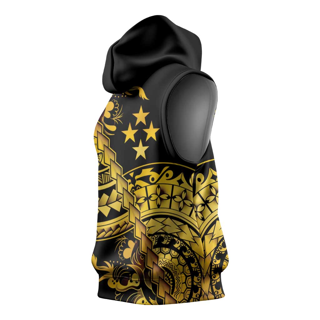 Kosrae Liberation Day Sleeveless Hoodie Polynesian Floral Tattoo - Polynesian Pride