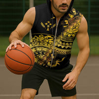 Kosrae Liberation Day Sleeveless Zip Hoodie Polynesian Floral Tattoo - Polynesian Pride