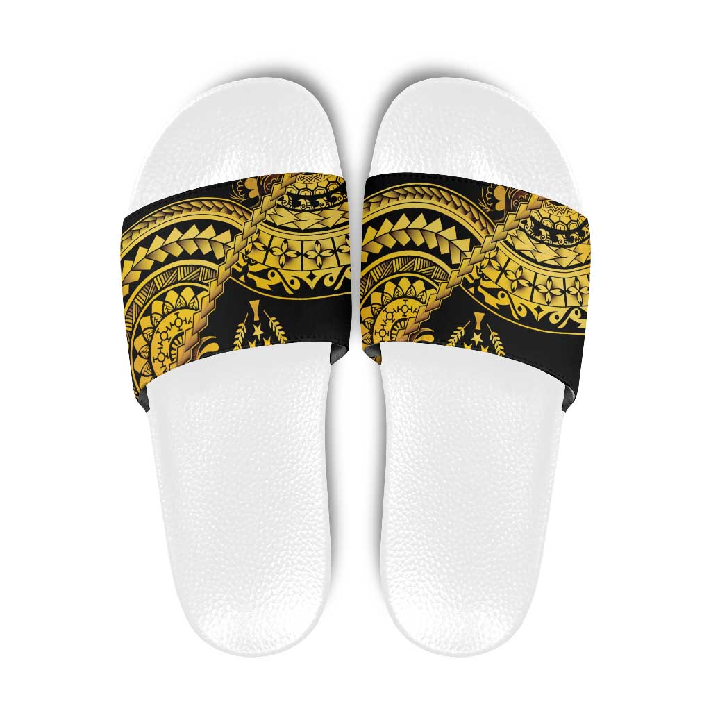 Kosrae Liberation Day Slide Sandals Polynesian Floral Tattoo - Polynesian Pride