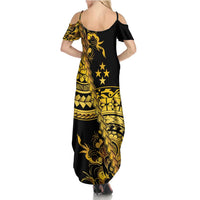 Kosrae Liberation Day Summer Maxi Dress Polynesian Floral Tattoo - Polynesian Pride