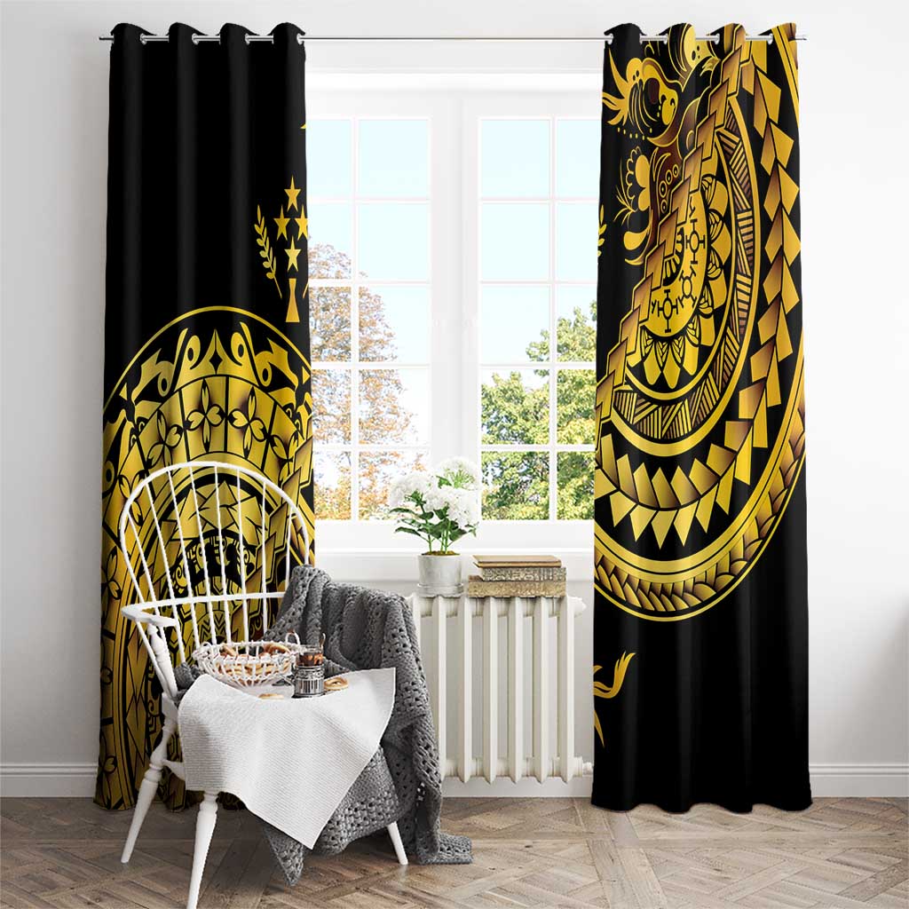 Kosrae Liberation Day Window Curtain Polynesian Floral Tattoo - Polynesian Pride