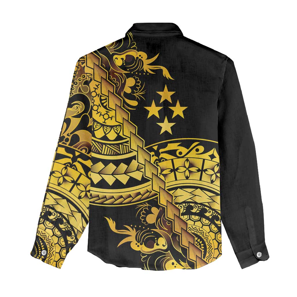 Kosrae Liberation Day Women Casual Shirt Polynesian Floral Tattoo - Polynesian Pride