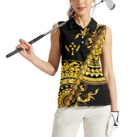 Kosrae Liberation Day Women Sleeveless Polo Shirt Polynesian Floral Tattoo - Polynesian Pride