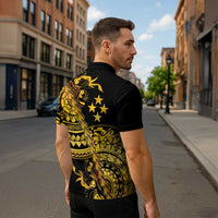 Kosrae Liberation Day Zipper Polo Shirt Polynesian Floral Tattoo LT05 - Polynesian Pride