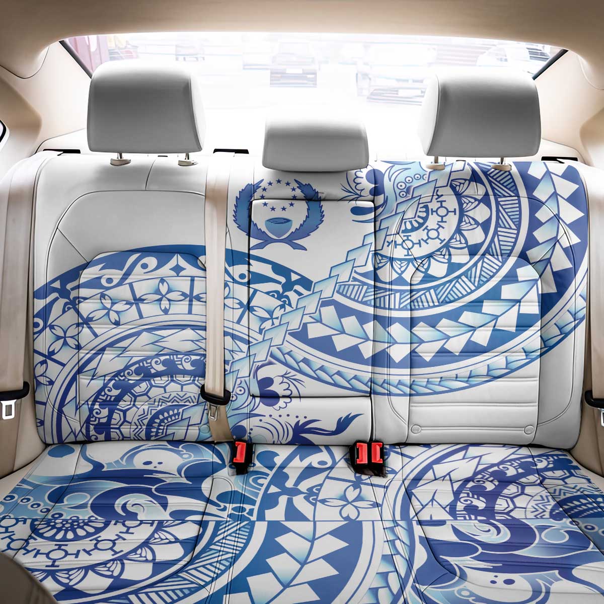 Pohnpei Liberation Day Back Car Seat Cover Polynesian Floral Tattoo - Polynesian Pride