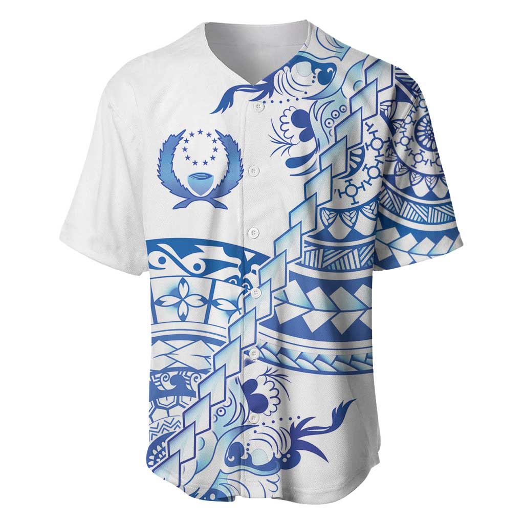 Pohnpei Liberation Day Baseball Jersey Polynesian Floral Tattoo - Polynesian Pride