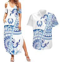 Pohnpei Liberation Day Couples Matching Summer Maxi Dress and Hawaiian Shirt Polynesian Floral Tattoo - Polynesian Pride