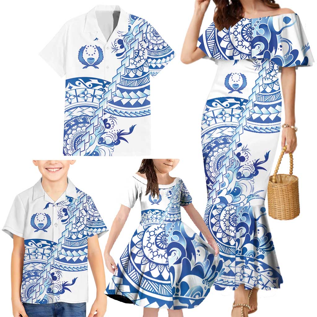 Pohnpei Liberation Day Family Matching Mermaid Dress and Hawaiian Shirt Polynesian Floral Tattoo - Polynesian Pride