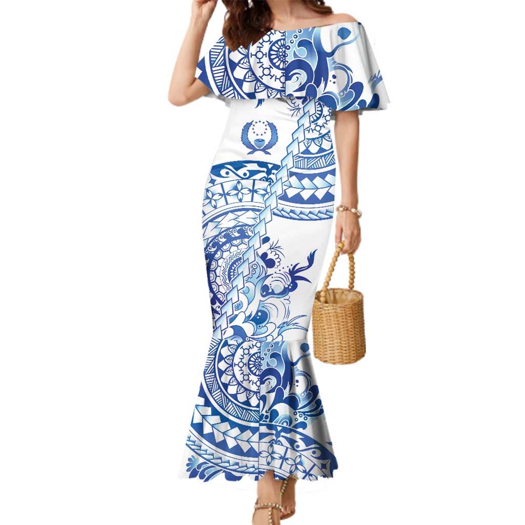 Pohnpei Liberation Day Family Matching Mermaid Dress and Hawaiian Shirt Polynesian Floral Tattoo - Polynesian Pride