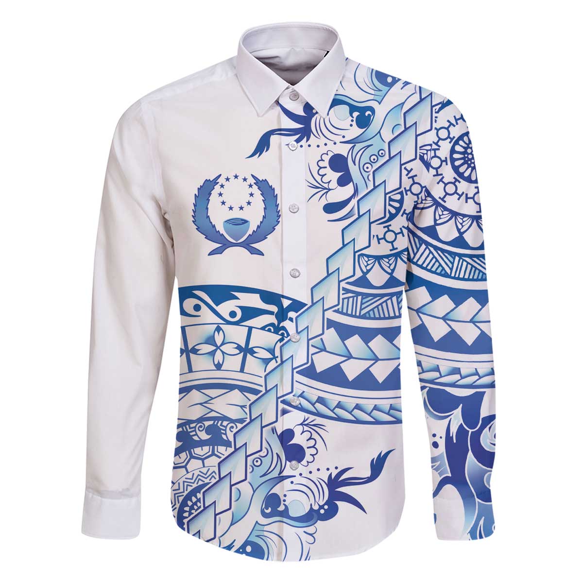 Pohnpei Liberation Day Family Matching Off The Shoulder Long Sleeve Dress and Hawaiian Shirt Polynesian Floral Tattoo - Polynesian Pride