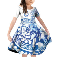 Pohnpei Liberation Day Family Matching Off Shoulder Short Dress and Hawaiian Shirt Polynesian Floral Tattoo - Polynesian Pride