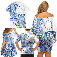 Pohnpei Liberation Day Family Matching Off Shoulder Short Dress and Hawaiian Shirt Polynesian Floral Tattoo - Polynesian Pride