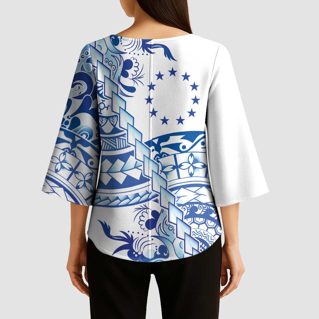 Pohnpei Liberation Day Kimono Sleeve Blouse Polynesian Floral Tattoo - Polynesian Pride