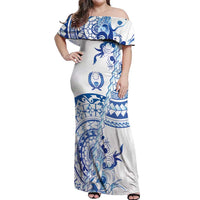Pohnpei Liberation Day Off Shoulder Maxi Dress Polynesian Floral Tattoo - Polynesian Pride