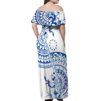 Pohnpei Liberation Day Off Shoulder Maxi Dress Polynesian Floral Tattoo - Polynesian Pride