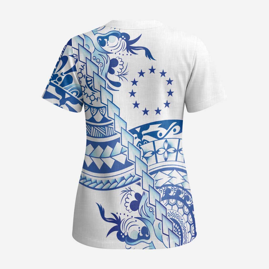 Pohnpei Liberation Day Scrub Top Polynesian Floral Tattoo - Polynesian Pride