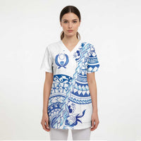 Pohnpei Liberation Day Scrub Top Polynesian Floral Tattoo - Polynesian Pride