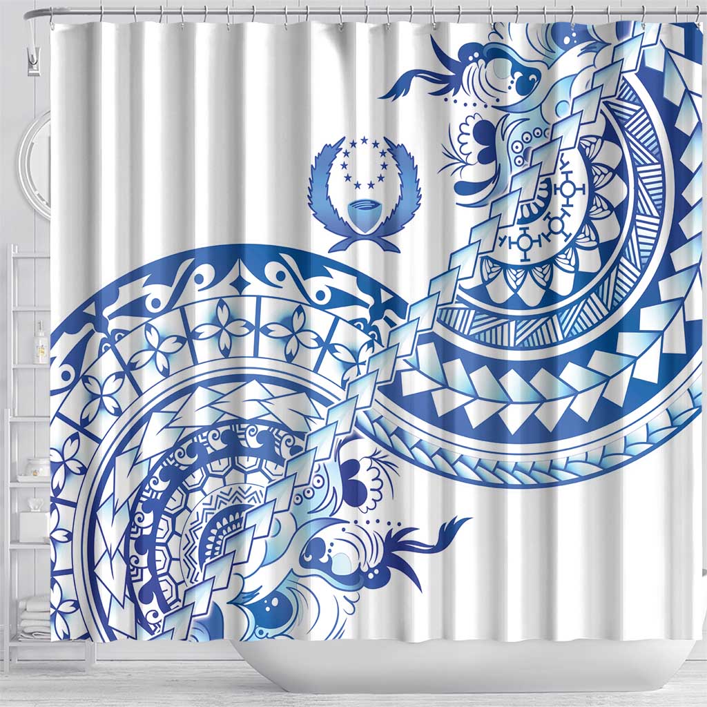 Pohnpei Liberation Day Shower Curtain Polynesian Floral Tattoo - Polynesian Pride