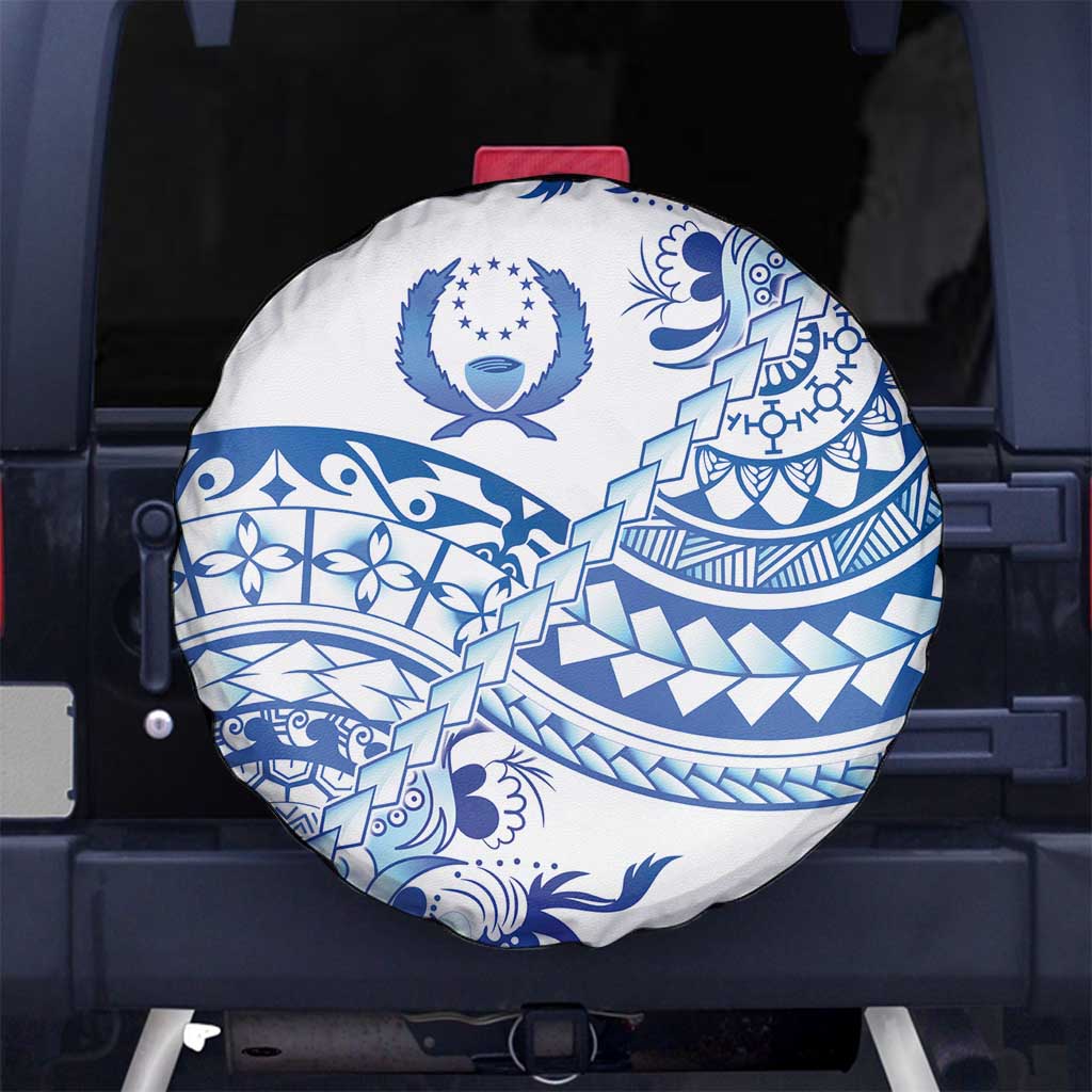 Pohnpei Liberation Day Spare Tire Cover Polynesian Floral Tattoo - Polynesian Pride