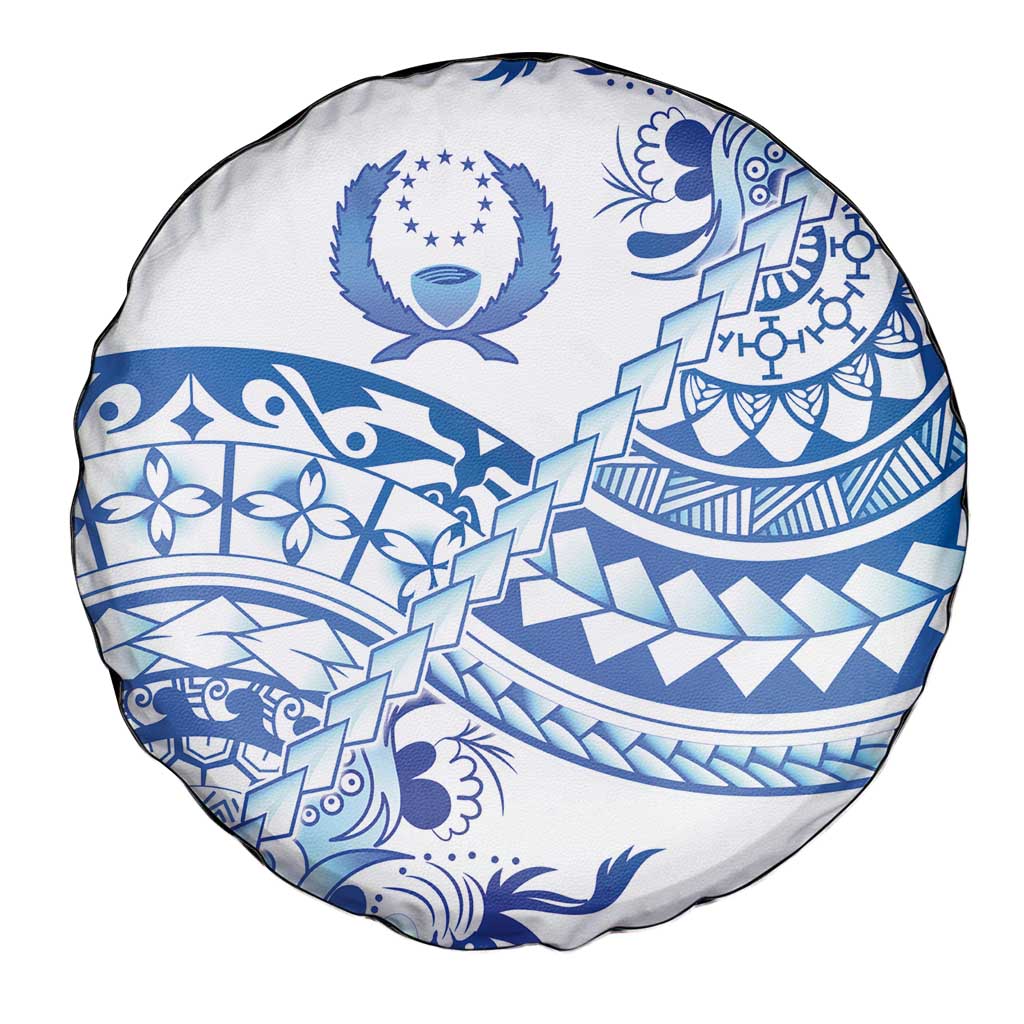 Pohnpei Liberation Day Spare Tire Cover Polynesian Floral Tattoo - Polynesian Pride