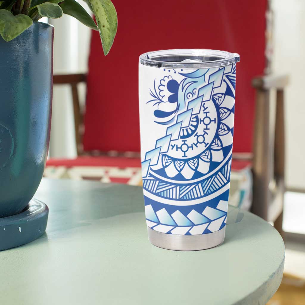 Pohnpei Liberation Day Tumbler Cup Polynesian Floral Tattoo - Polynesian Pride