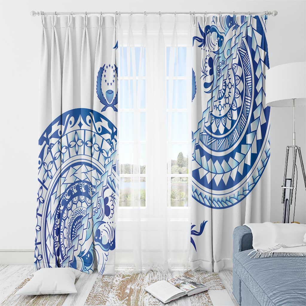 Pohnpei Liberation Day Window Curtain Polynesian Floral Tattoo - Polynesian Pride