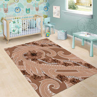 Hawaii Brown Hibiscus Pikake Lei Area Rug - Polynesian Pride