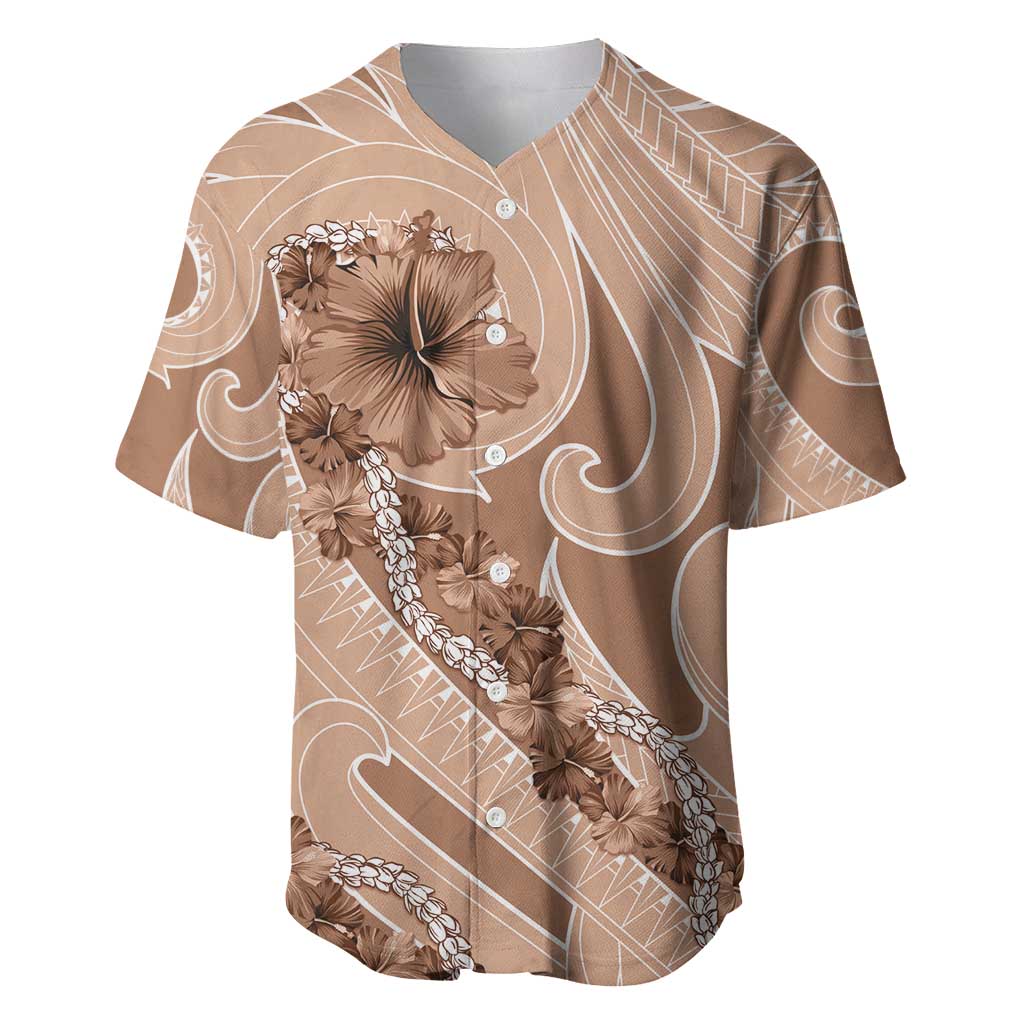 Hawaii Brown Hibiscus Pikake Lei Baseball Jersey - Polynesian Pride