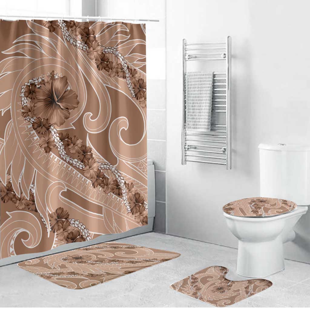 Hawaii Brown Hibiscus Pikake Lei Bathroom Set - Polynesian Pride