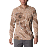 Hawaii Brown Hibiscus Pikake Lei Button Sweatshirt - Polynesian Pride