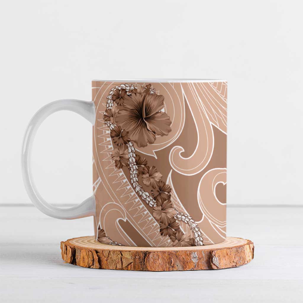 Hawaii Brown Hibiscus Pikake Lei Ceramic Mug - Polynesian Pride