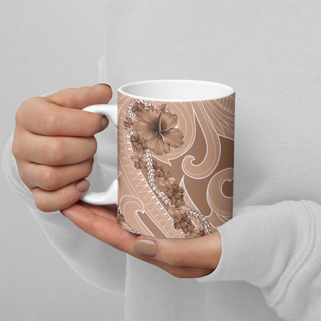 Hawaii Brown Hibiscus Pikake Lei Ceramic Mug - Polynesian Pride