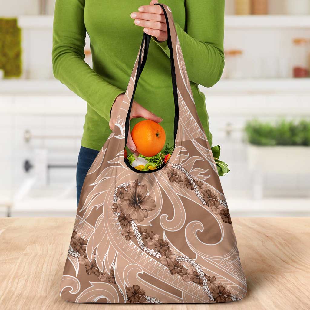 Hawaii Brown Hibiscus Pikake Lei Grocery Bag - Polynesian Pride