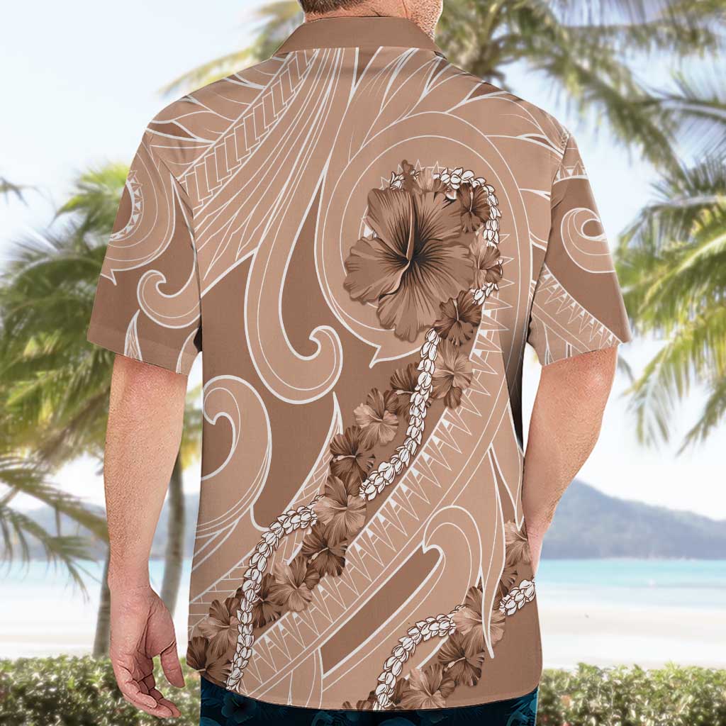 Hawaii Brown Hibiscus Pikake Lei Hawaiian Shirt - Polynesian Pride