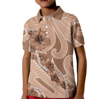 Hawaii Brown Hibiscus Pikake Lei Kid Polo Shirt - Polynesian Pride