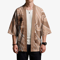Hawaii Brown Hibiscus Pikake Lei Kimono - Polynesian Pride