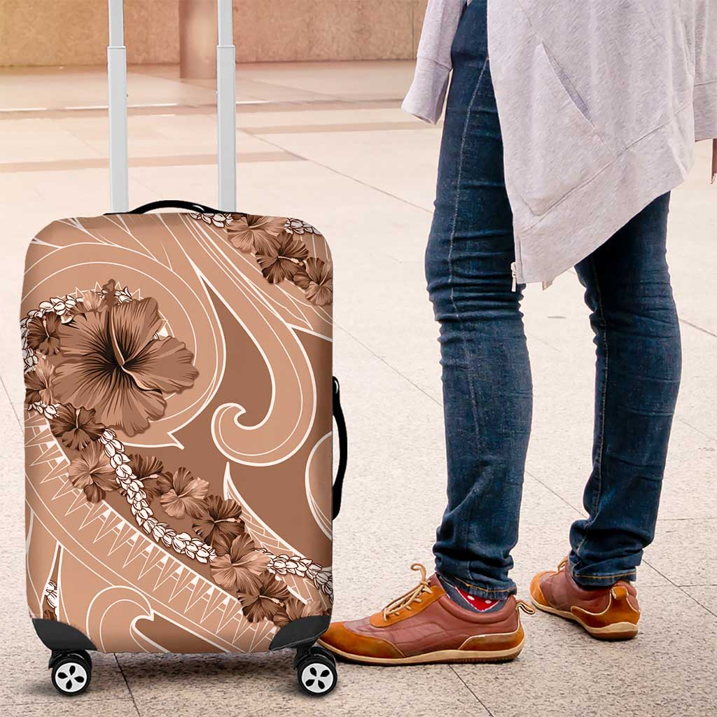 Hawaii Brown Hibiscus Pikake Lei Luggage Cover - Polynesian Pride