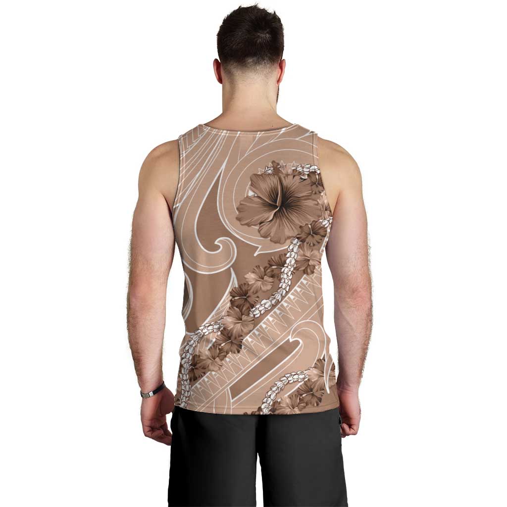 Hawaii Brown Hibiscus Pikake Lei Men Tank Top - Polynesian Pride