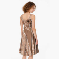 Hawaii Brown Hibiscus Pikake Lei Midi Dress - Polynesian Pride