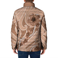 Hawaii Brown Hibiscus Pikake Lei Padded Jacket - Polynesian Pride