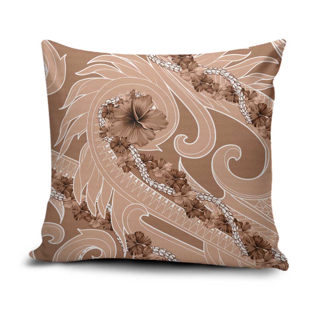 Hawaii Brown Hibiscus Pikake Lei Pillow Cover - Polynesian Pride